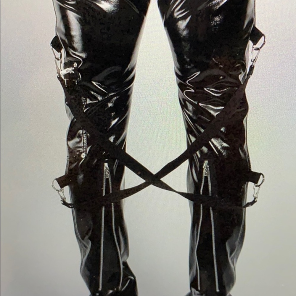 New in package Tripp NYC black vinyl bondage pants - Picture 2 of 11